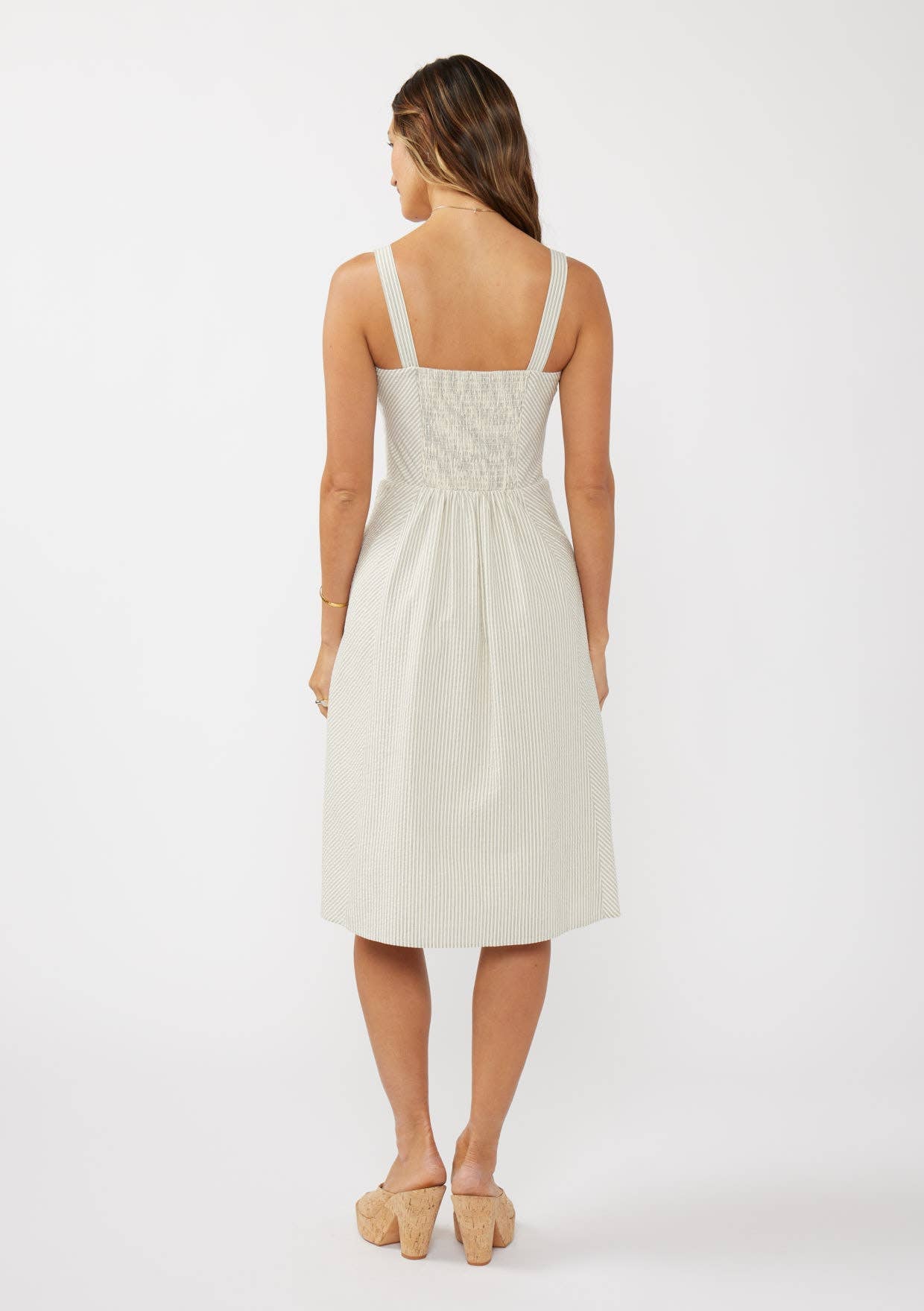 Round Neck Button-Down Corset Midi Dress - Ivory-Dress- Hometown Style HTS, women's in store and online boutique located in Ingersoll, Ontario