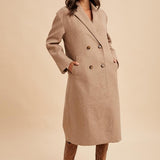 Felted Double Breasted Lapel Duster Coat - Fawn-Coat & Jackets- Hometown Style HTS, women's in store and online boutique located in Ingersoll, Ontario