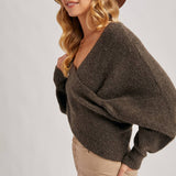 Wrap Crossover Sweater - Ash-Sweater- Hometown Style HTS, women's in store and online boutique located in Ingersoll, Ontario