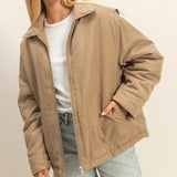 Puffer Barn Jacket - Olive-Coat & Jackets- Hometown Style HTS, women's in store and online boutique located in Ingersoll, Ontario