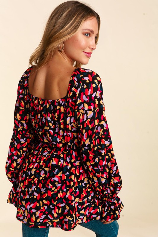 Long Sleeve Babydoll Blouse - Black-blouse- Hometown Style HTS, women's in store and online boutique located in Ingersoll, Ontario