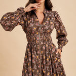 Zippered Floral Mini Dress-Special Occasion Dresses- Hometown Style HTS, women's in store and online boutique located in Ingersoll, Ontario