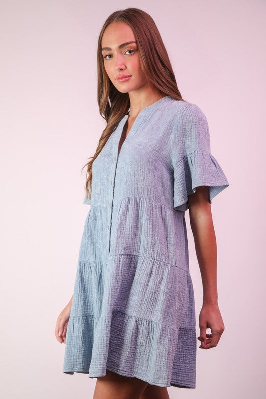 Washed Mini Dress - Blue-Dress- Hometown Style HTS, women's in store and online boutique located in Ingersoll, Ontario
