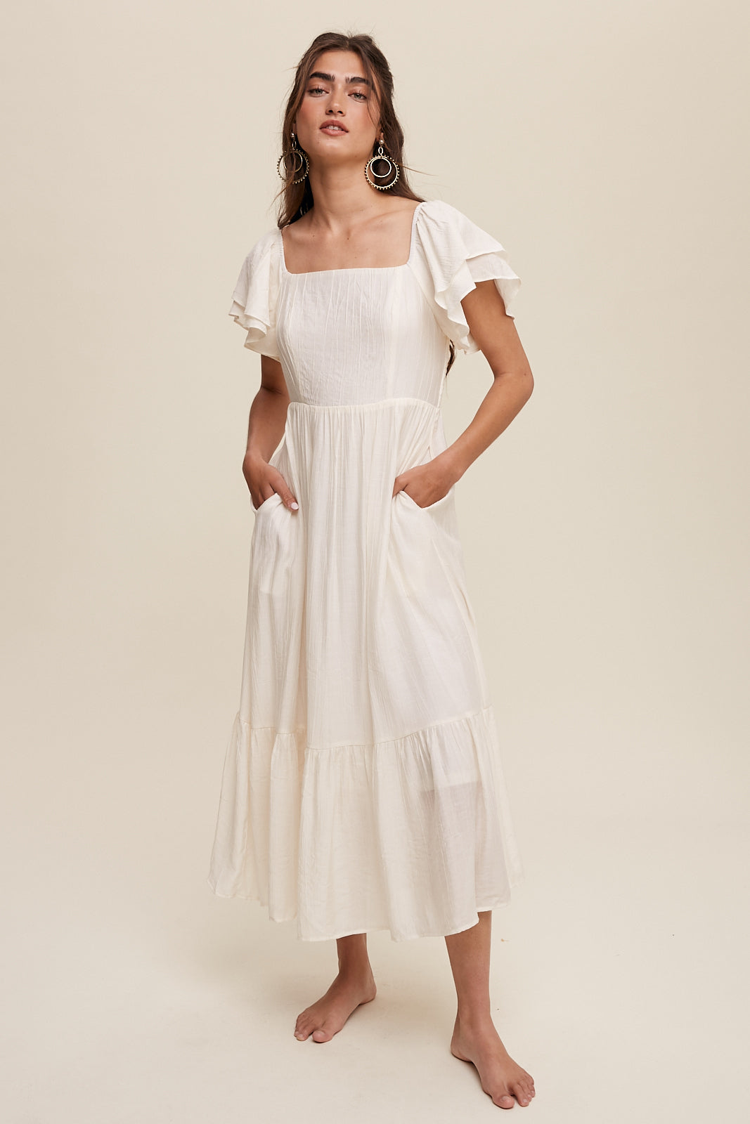 Short Sleeve Maxi - Cream-Dress- Hometown Style HTS, women's in store and online boutique located in Ingersoll, Ontario