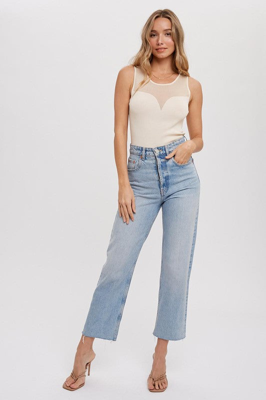 Sweetheart Mesh Top - Ivory-Tops- Hometown Style HTS, women's in store and online boutique located in Ingersoll, Ontario