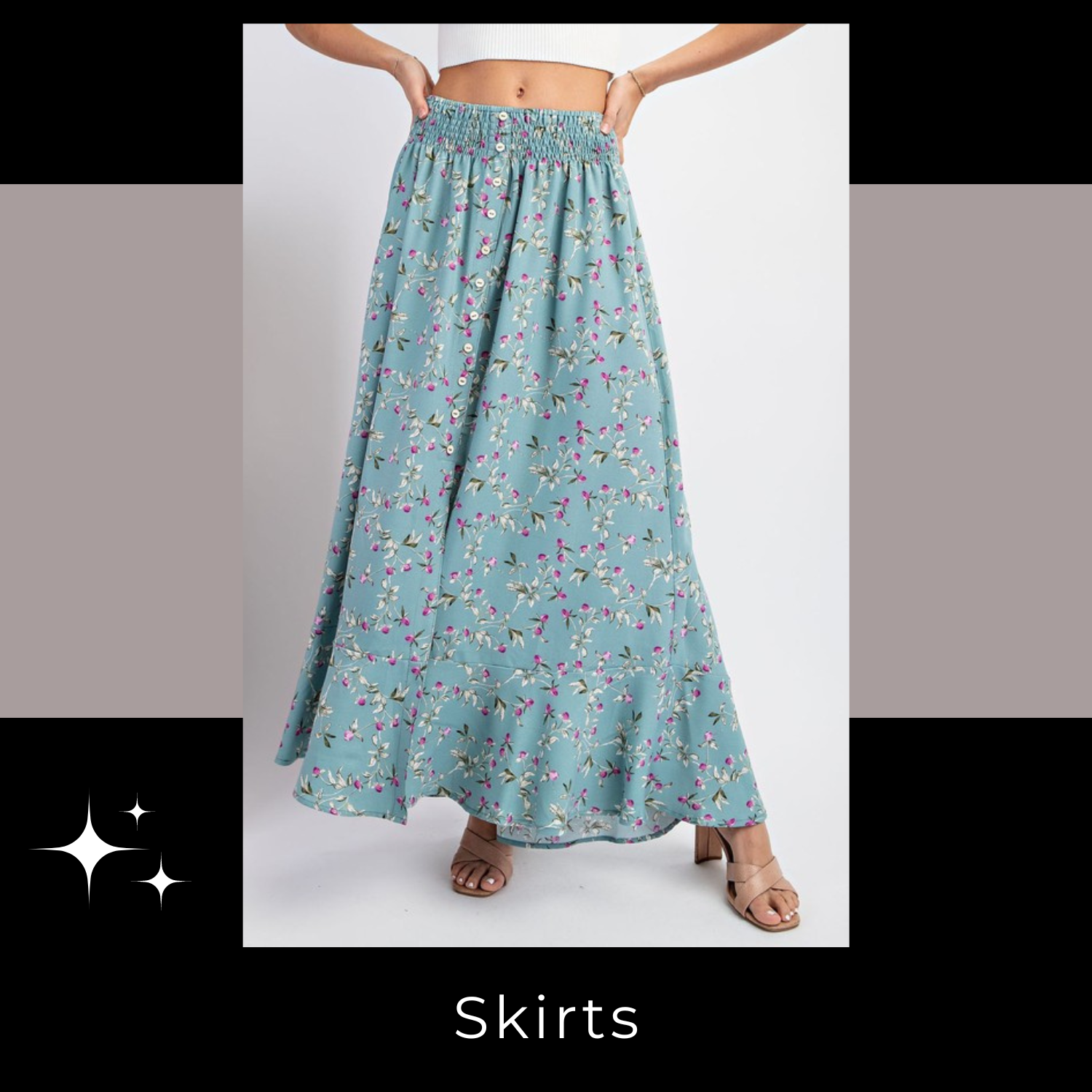 Shop Our Fall Skirt Collection with Hometown Style | A women's fashion boutique located in Ingersoll, Ontario - women featured wearing midi length denim skirt with front slit