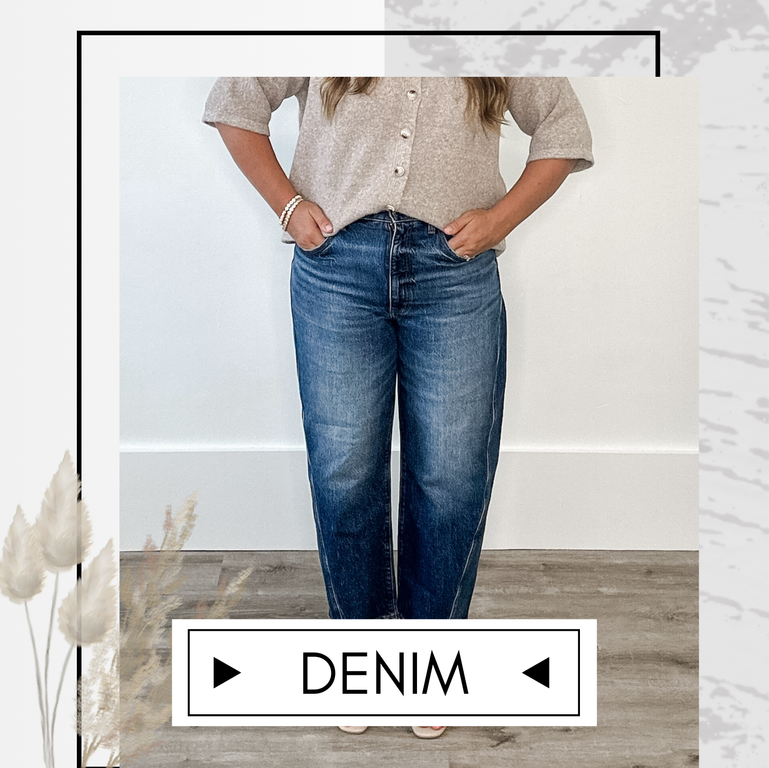 Shop Our Spring Denim Collection with Hometown Style | A women's fashion boutique located in Ingersoll, Ontario - Featured is a Women in light distressed denim in a straight leg style for fall