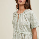 Floral Babydoll Blouse - Sage/Cream-blouse- Hometown Style HTS, women's in store and online boutique located in Ingersoll, Ontario