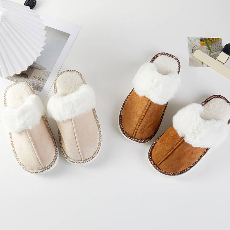 Fluffy Faux Fur Lined Indoor Slippers - Camel-gift- Hometown Style HTS, women's in store and online boutique located in Ingersoll, Ontario