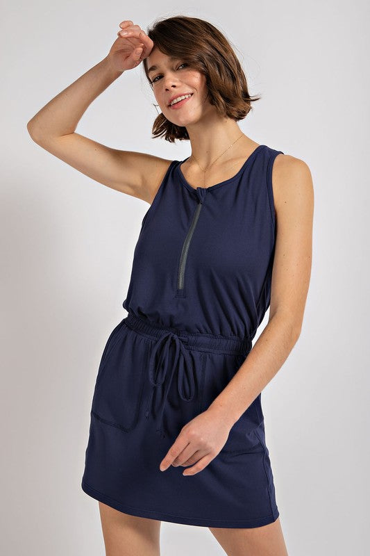 Romper Dress - Navy-Jumpsuits & Rompers- Hometown Style HTS, women's in store and online boutique located in Ingersoll, Ontario