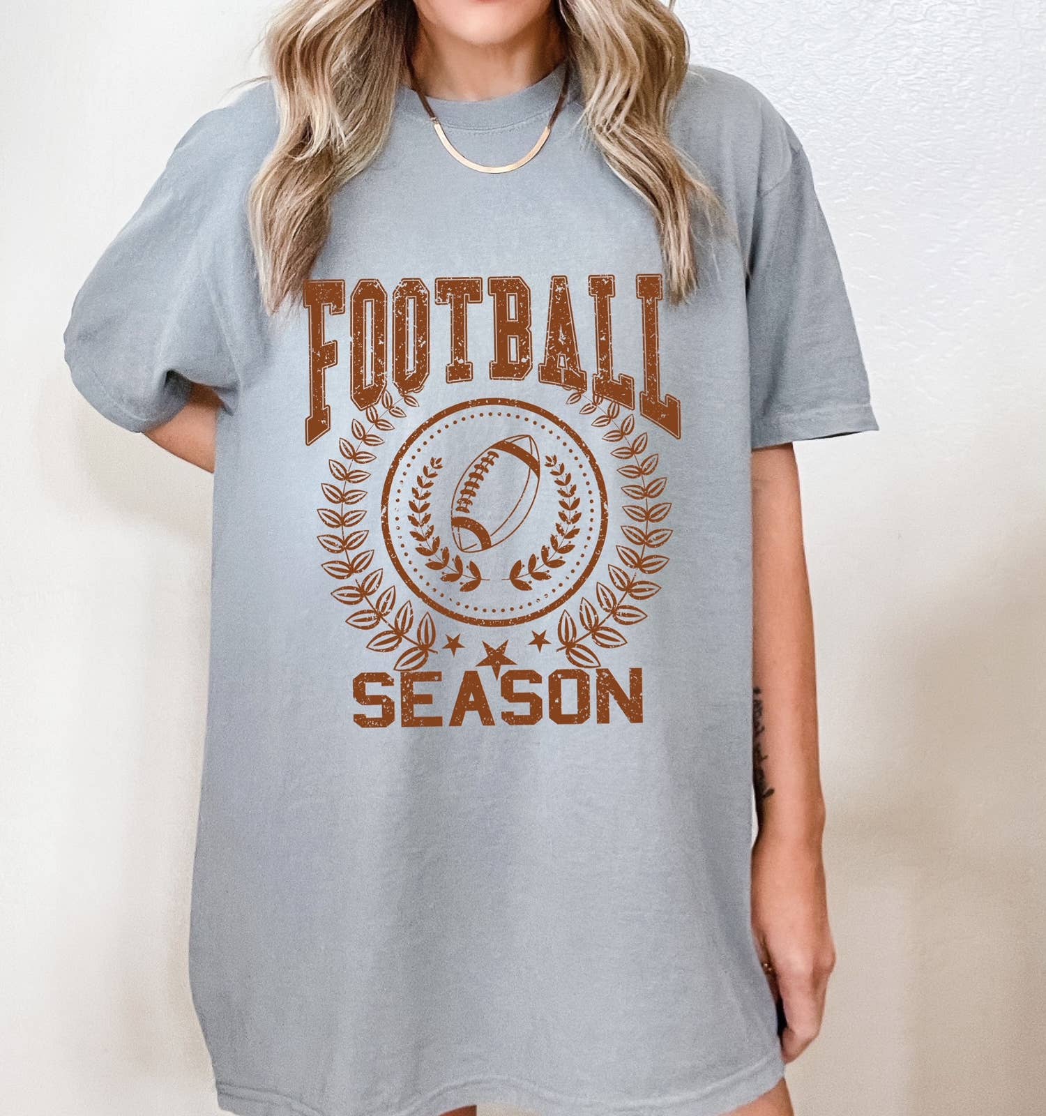 Football Season - Grey-graphic tee- Hometown Style HTS, women's in store and online boutique located in Ingersoll, Ontario