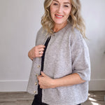 Brushed Button Up Sweater - Grey-Sweaters and Cardigans- Hometown Style HTS, women's in store and online boutique located in Ingersoll, Ontario
