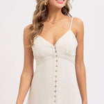 Feminine Linen Blend Midi Dress-dress- Hometown Style HTS, women's in store and online boutique located in Ingersoll, Ontario