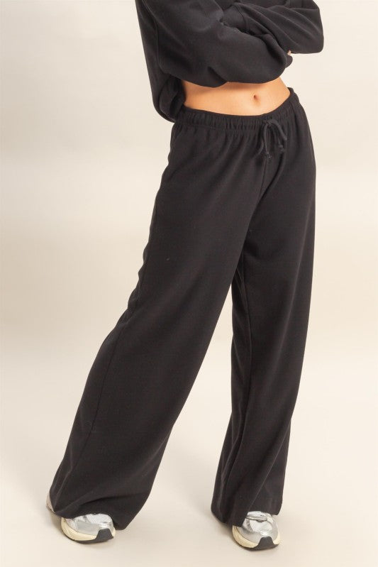 Wide Leg Jogger Pant - Black-Bottoms- Hometown Style HTS, women's in store and online boutique located in Ingersoll, Ontario