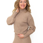 Mock Neck Sweater - Light Mocha-sweater- Hometown Style HTS, women's in store and online boutique located in Ingersoll, Ontario