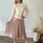 Pleated Midi Skirt - Blush-Skirt- Hometown Style HTS, women's in store and online boutique located in Ingersoll, Ontario