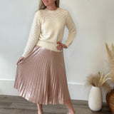 Pleated Midi Skirt - Blush-Skirt- Hometown Style HTS, women's in store and online boutique located in Ingersoll, Ontario