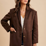 Oversized Longline Blazer - Chocolate Brown-Coat & Jackets- Hometown Style HTS, women's in store and online boutique located in Ingersoll, Ontario