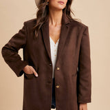Oversized Longline Blazer - Chocolate Brown-Coat & Jackets- Hometown Style HTS, women's in store and online boutique located in Ingersoll, Ontario