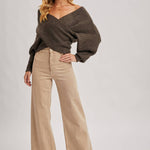 Wrap Crossover Sweater - Ash-Sweater- Hometown Style HTS, women's in store and online boutique located in Ingersoll, Ontario