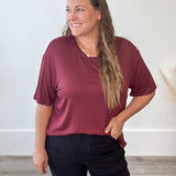 The Camilla Top - Burgundy-Casual Tops- Hometown Style HTS, women's in store and online boutique located in Ingersoll, Ontario