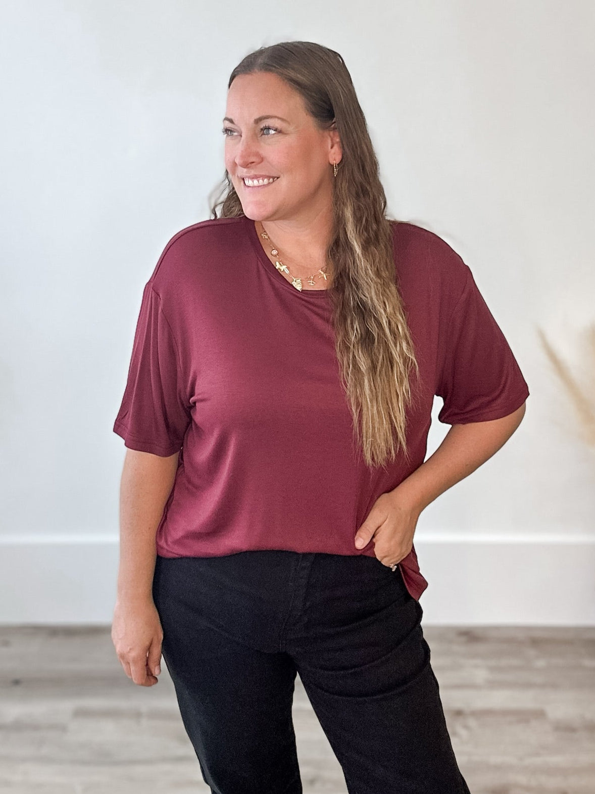 The Camilla Top - Burgundy-Casual Tops- Hometown Style HTS, women's in store and online boutique located in Ingersoll, Ontario