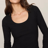 GREYSON SCOOP LONG SLEEVE TEE - Black