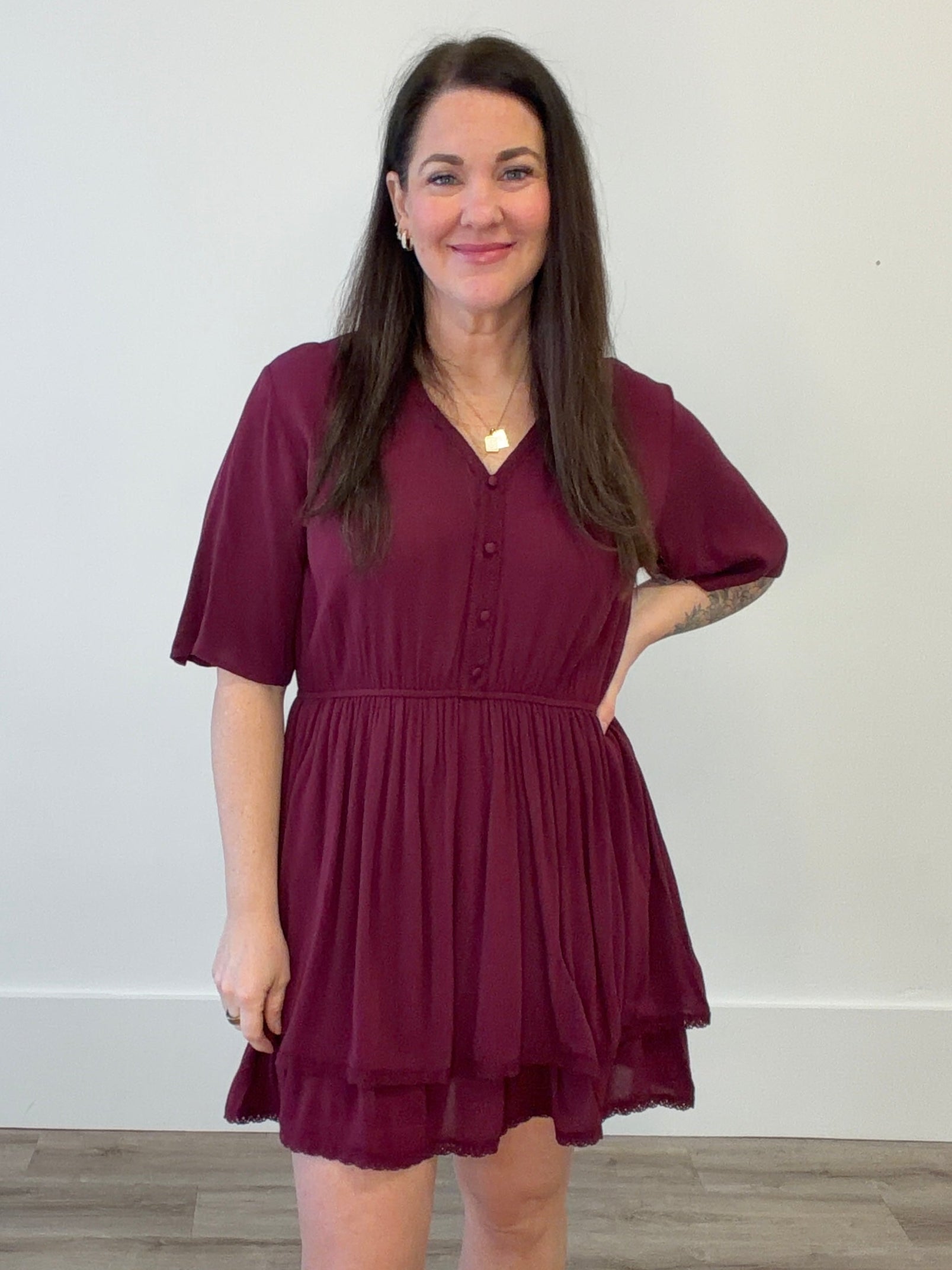 Flirty, Lightweight Dress - Raspberry-Casual Dresses- Hometown Style HTS, women's in store and online boutique located in Ingersoll, Ontario