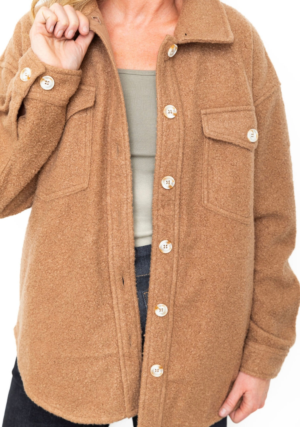 Fleece Shacket - Mocha-Coats & Jackets- Hometown Style HTS, women's in store and online boutique located in Ingersoll, Ontario