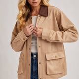 Faux Suede Barn Jacket-Coat & Jackets- Hometown Style HTS, women's in store and online boutique located in Ingersoll, Ontario