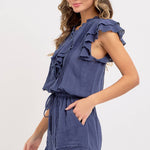 Casual Cotton Romper - Ink-Jumpsuits & Rompers- Hometown Style HTS, women's in store and online boutique located in Ingersoll, Ontario