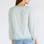 Scallop Edge Blouse - Seafoam-Tops- Hometown Style HTS, women's in store and online boutique located in Ingersoll, Ontario