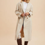 Double Breasted Lapel Duster Coat - Almond-Coats & Jackets- Hometown Style HTS, women's in store and online boutique located in Ingersoll, Ontario