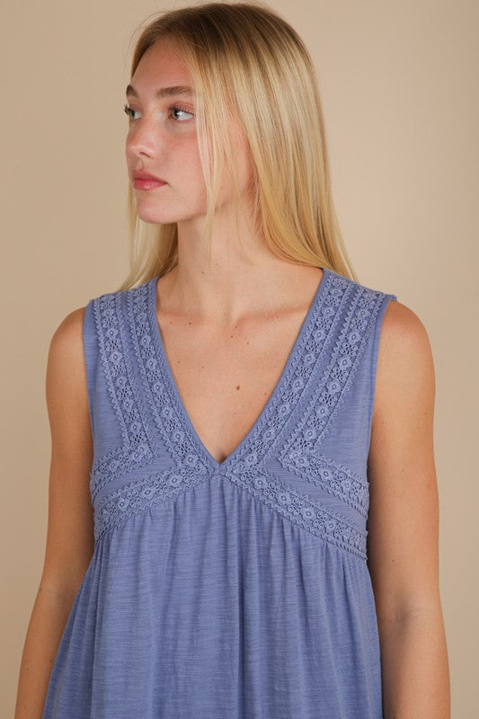 V-Neck Mini Dress - Blue-dress- Hometown Style HTS, women's in store and online boutique located in Ingersoll, Ontario
