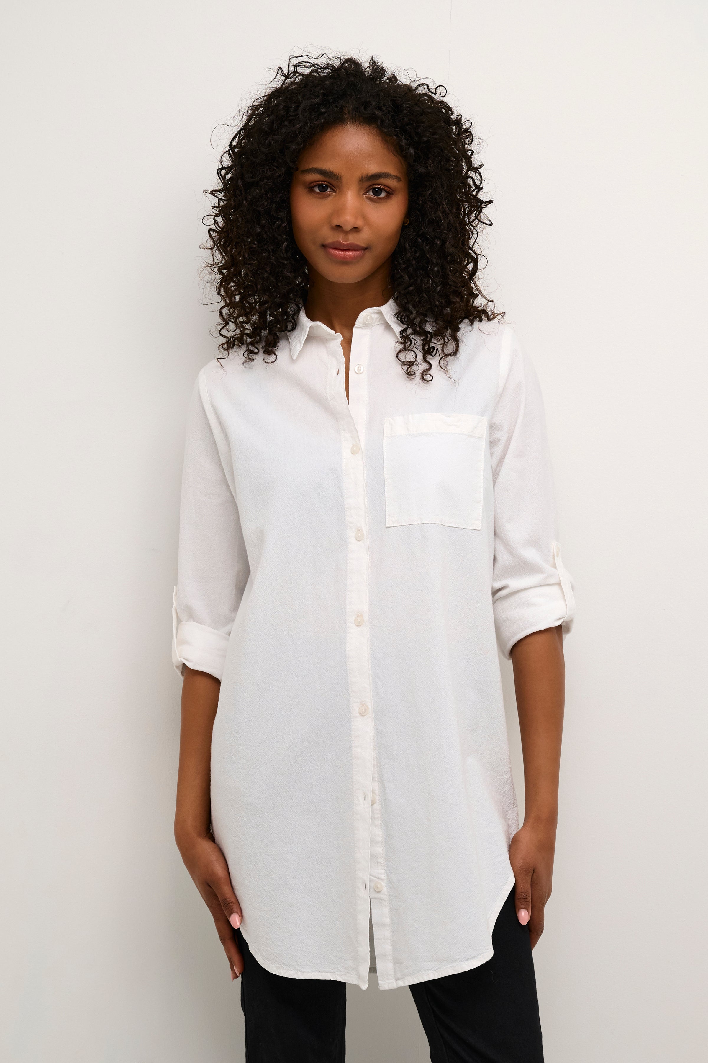 Naya Shirt Tunic - Chalk-Blouses- Hometown Style HTS, women's in store and online boutique located in Ingersoll, Ontario
