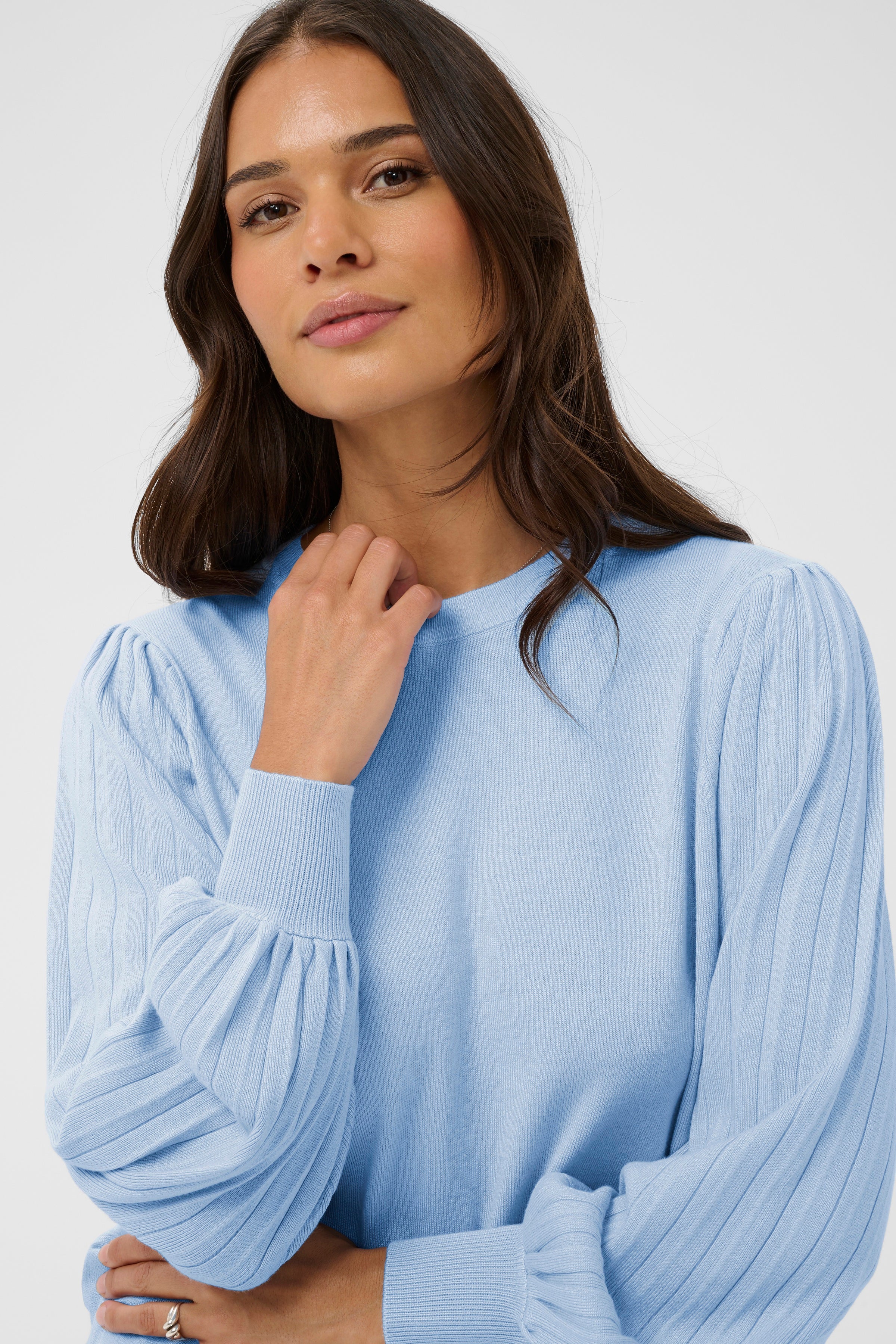 Lone Knit Pullover - Powder Blue-Sweater- Hometown Style HTS, women's in store and online boutique located in Ingersoll, Ontario