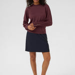 KALizza Round Neck Pullover Buttons - Fudge-Casual Tops- Hometown Style HTS, women's in store and online boutique located in Ingersoll, Ontario