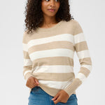 Lizza Striped Sweater - Cream-Sweater- Hometown Style HTS, women's in store and online boutique located in Ingersoll, Ontario