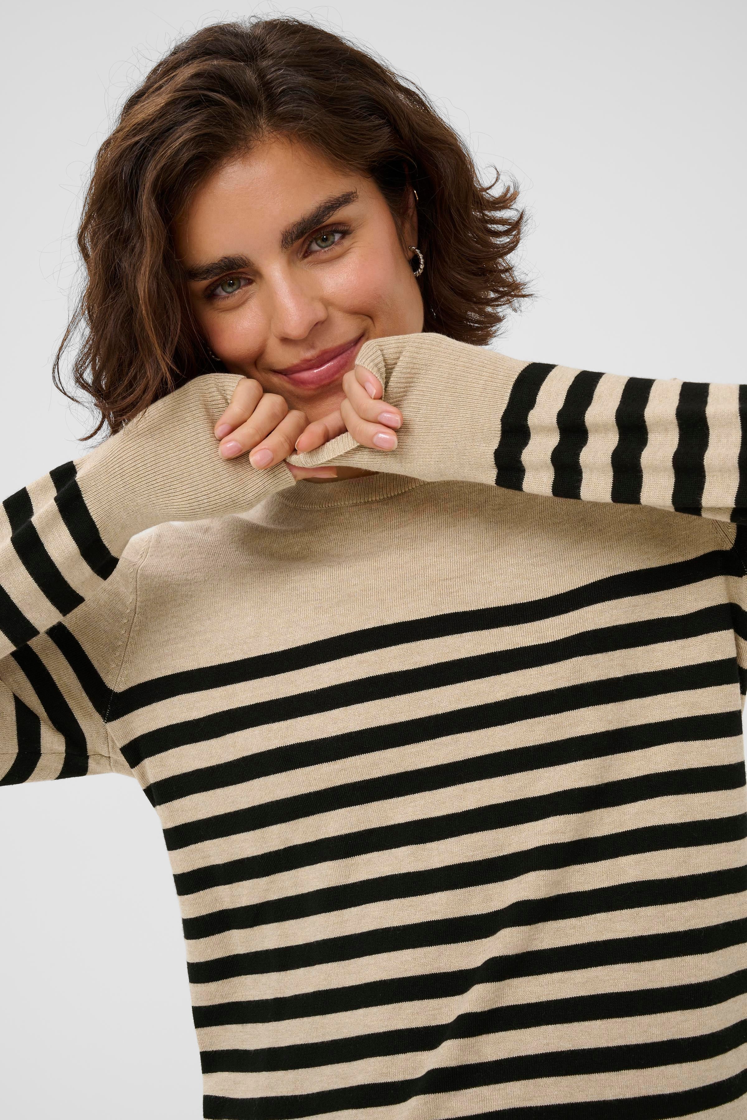 Lizza Striped Sweater -Mocha-Sweater- Hometown Style HTS, women's in store and online boutique located in Ingersoll, Ontario