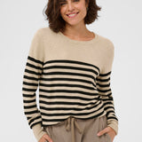 Lizza Striped Sweater -Mocha-Sweater- Hometown Style HTS, women's in store and online boutique located in Ingersoll, Ontario