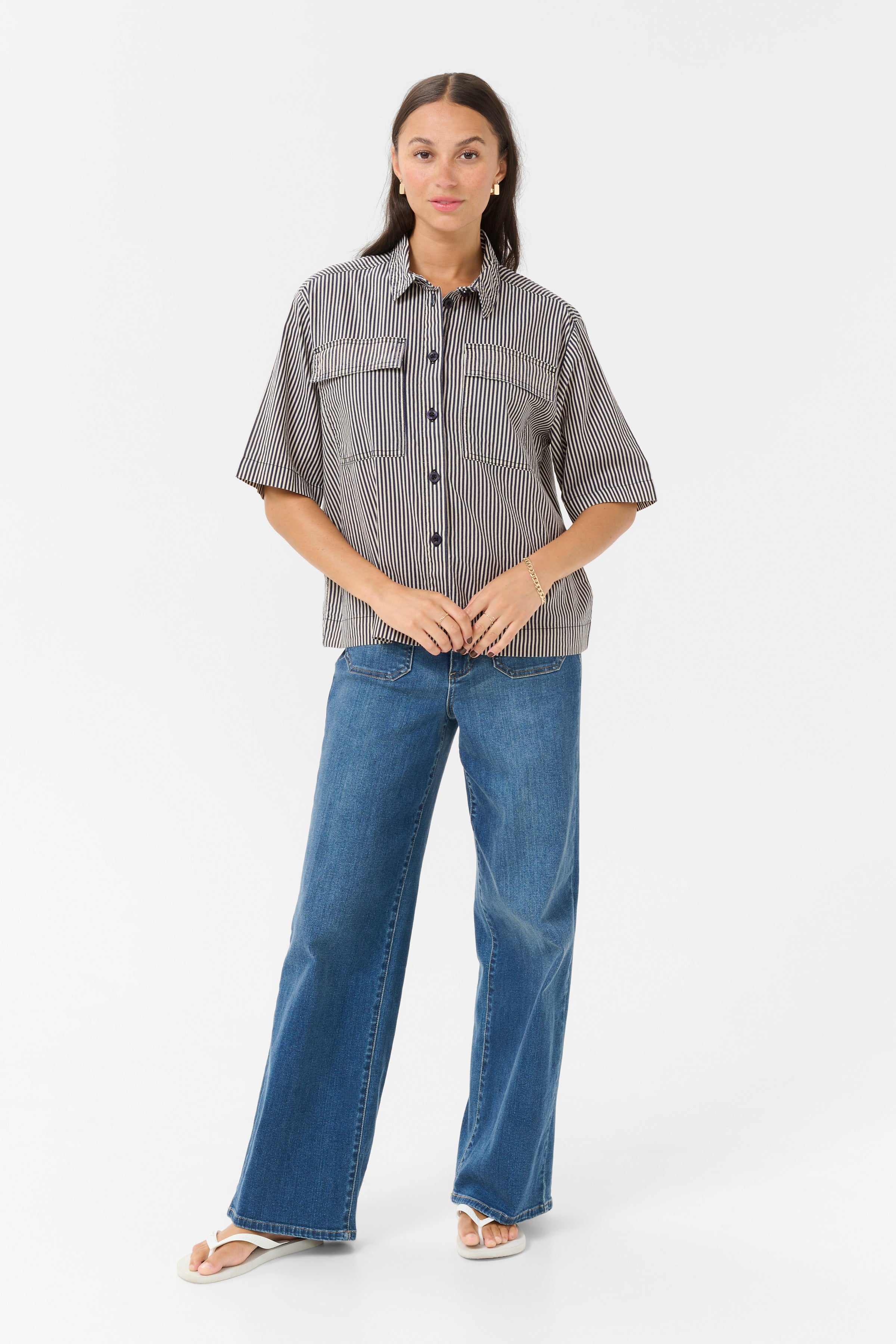 Naya striped shirt-Casual Tops- Hometown Style HTS, women's in store and online boutique located in Ingersoll, Ontario