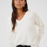 Niel V Neck Pullover - Chalk-Sweater- Hometown Style HTS, women's in store and online boutique located in Ingersoll, Ontario