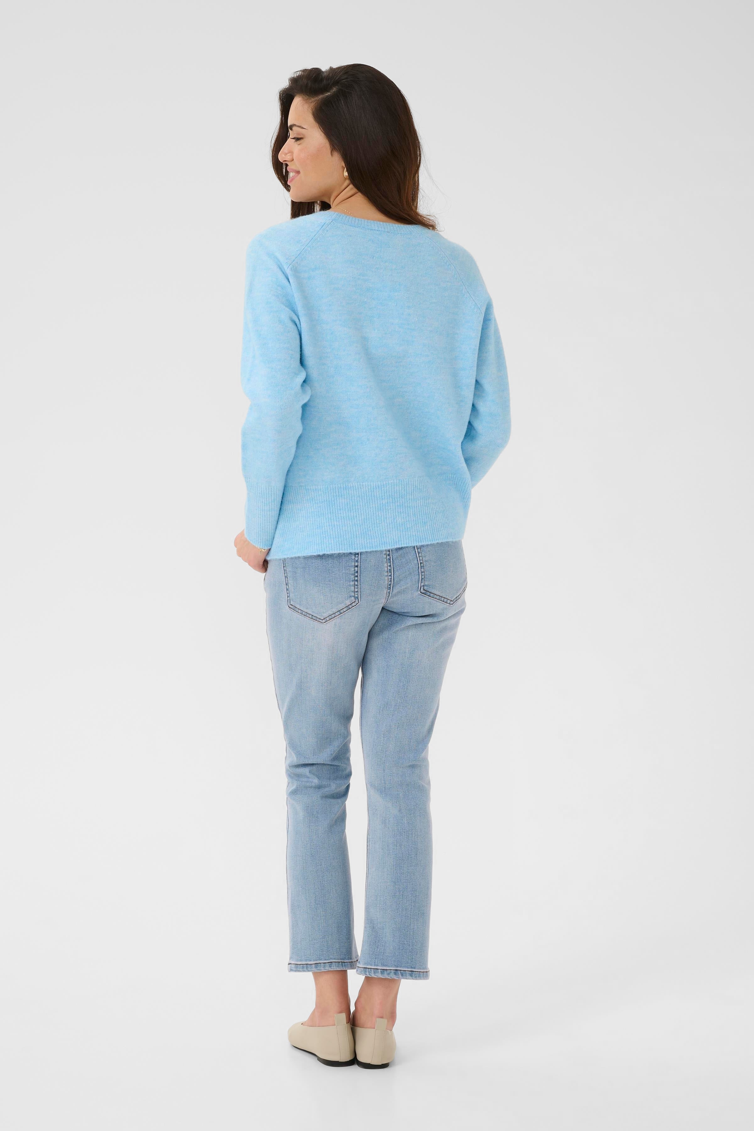 Niel V Neck Pullover - Powder Blue-Sweater- Hometown Style HTS, women's in store and online boutique located in Ingersoll, Ontario