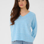 Niel V Neck Pullover - Powder Blue-Sweater- Hometown Style HTS, women's in store and online boutique located in Ingersoll, Ontario