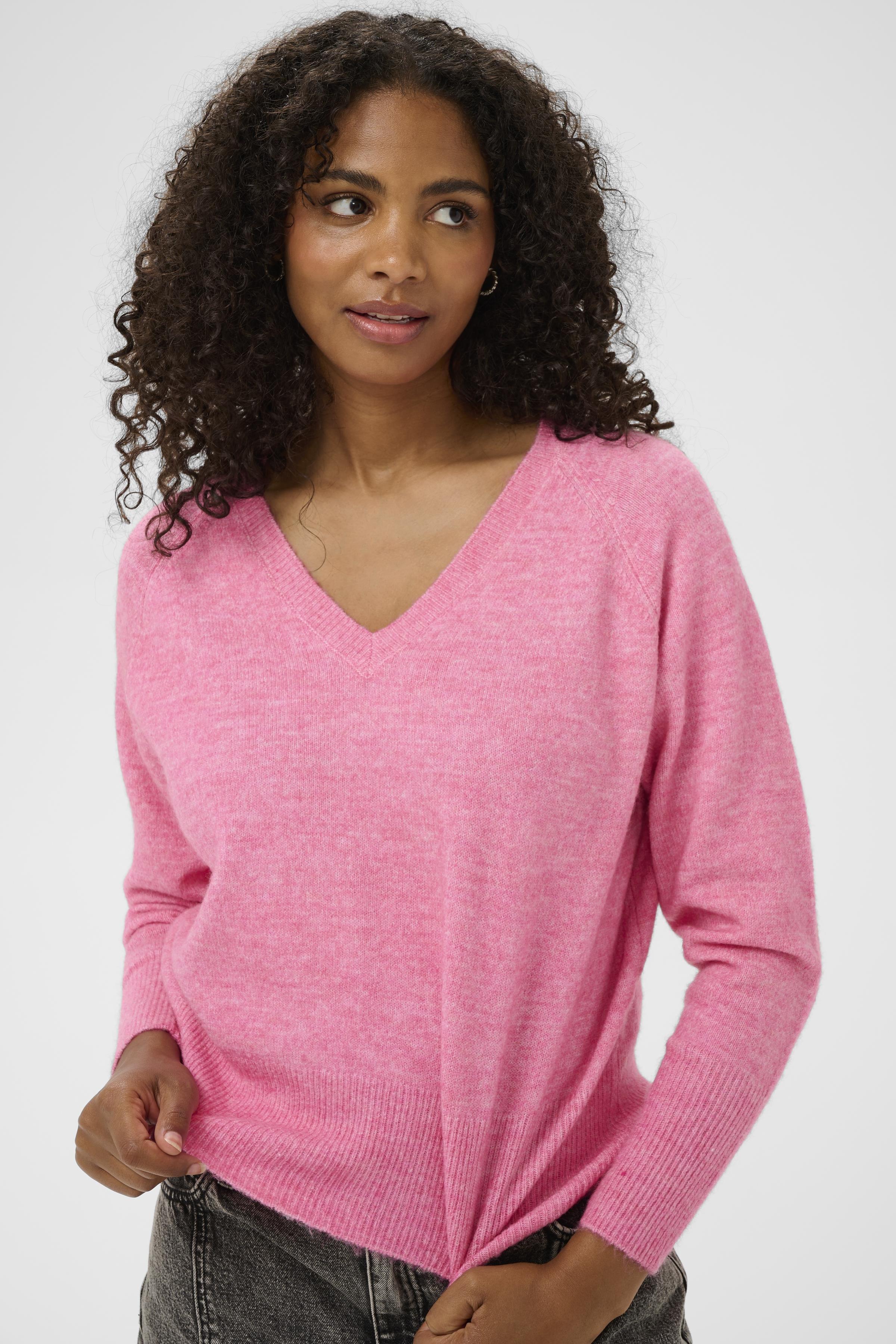 Niel V Neck Pullover - Pink-Sweater- Hometown Style HTS, women's in store and online boutique located in Ingersoll, Ontario