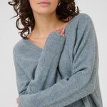 Niel V Neck Pullover - Windward Blue-Sweater- Hometown Style HTS, women's in store and online boutique located in Ingersoll, Ontario