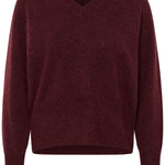 Niel V Neck Pullover - Windsor Wine-Sweater- Hometown Style HTS, women's in store and online boutique located in Ingersoll, Ontario
