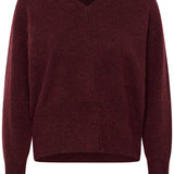 Niel V Neck Pullover - Windsor Wine-Sweater- Hometown Style HTS, women's in store and online boutique located in Ingersoll, Ontario