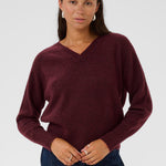 Niel V Neck Pullover - Windsor Wine-Sweater- Hometown Style HTS, women's in store and online boutique located in Ingersoll, Ontario