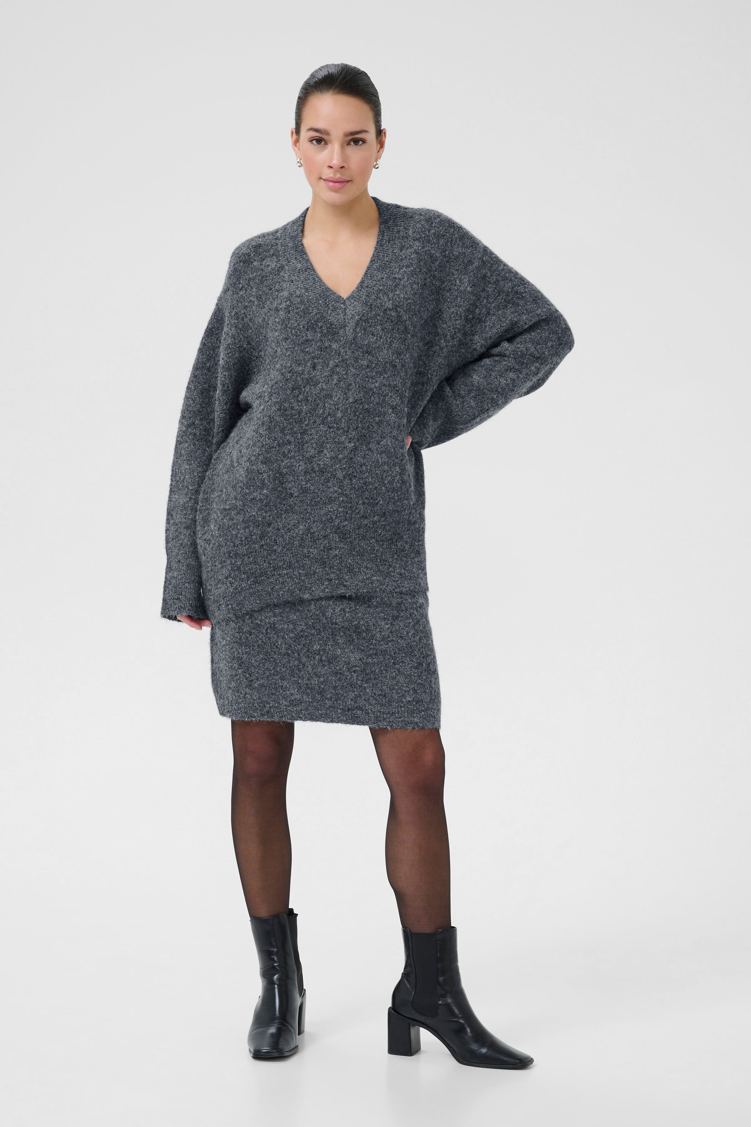 Trudy Pullover - Grey Melange-Sweater- Hometown Style HTS, women's in store and online boutique located in Ingersoll, Ontario